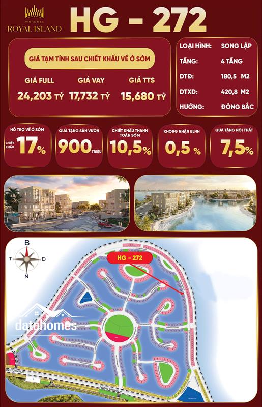 Từ 24,2 tỷ còn 15,68 tỷ: Song lập Hoàng Gia HG-272, chiết khấu 35%