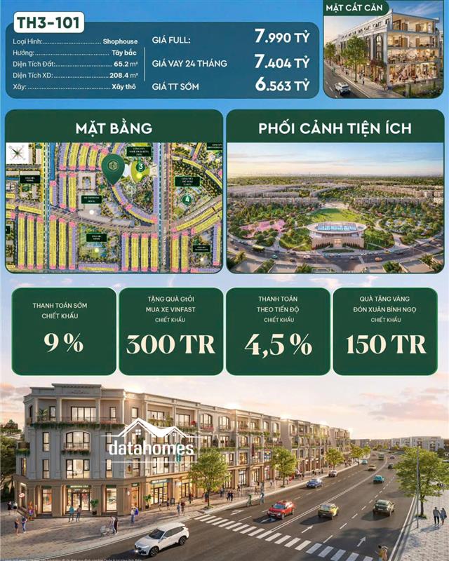 Shophouse TH3-101 – Giá chỉ từ 6,56 tỷ | Trục kinh doanh đẹp – Sát đại công viên