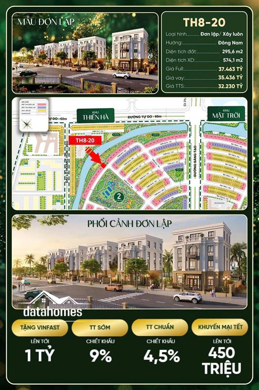 Biệt thự Đơn Lập TH8-20 – Hướng Đông Nam | Sát kênh xanh – Ưu đãi lên tới 1 TỶ