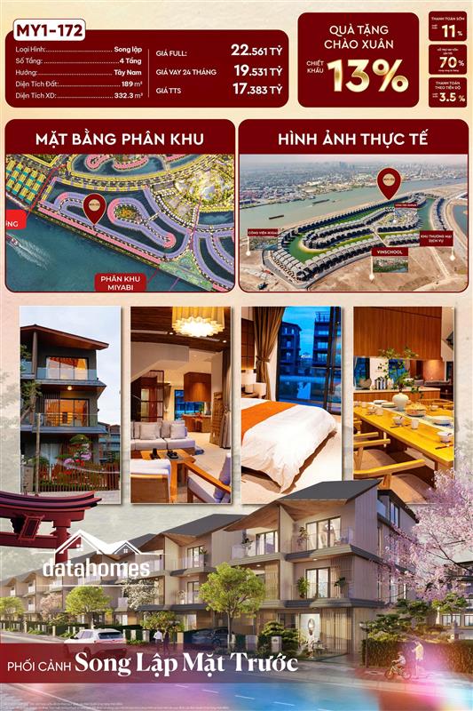 Song Lập Miyabi – 4 Tầng Tây Nam | View Sông – Giá TTS Chỉ 17,38 Tỷ | Quà Xuân CK 13%