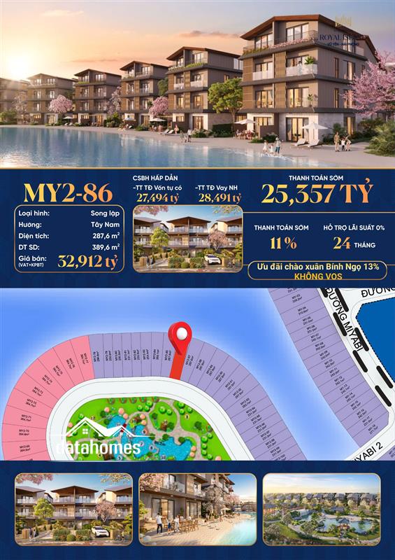 Song Lập Royal Island Miyabi 2 MY2-86  – View Nước Hiếm, Giá Thanh Toán Sớm Chỉ 25,3 Tỷ